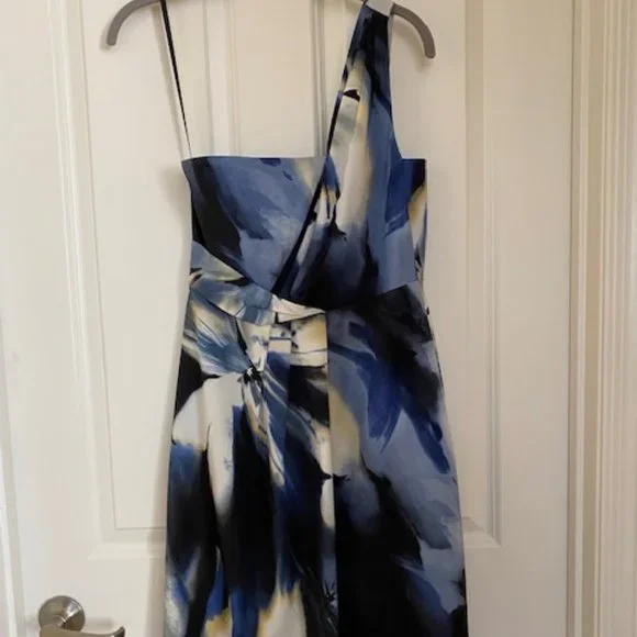 strapless open back dress Orange Floral Print One Shoulder Dress - Maxi Dresses